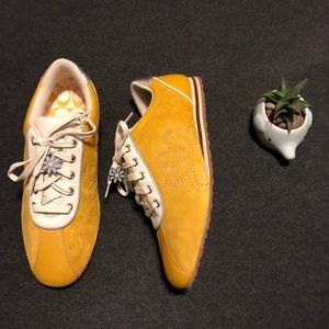 Coach Yellow Suede Tennis Shoes. Size 9M.